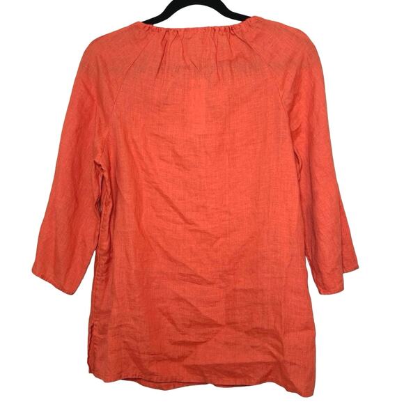 NWT Chicos Women’s 100% Linen Lace Detail Blouse Tangelo  Size Small (0) - Picture 3 of 9